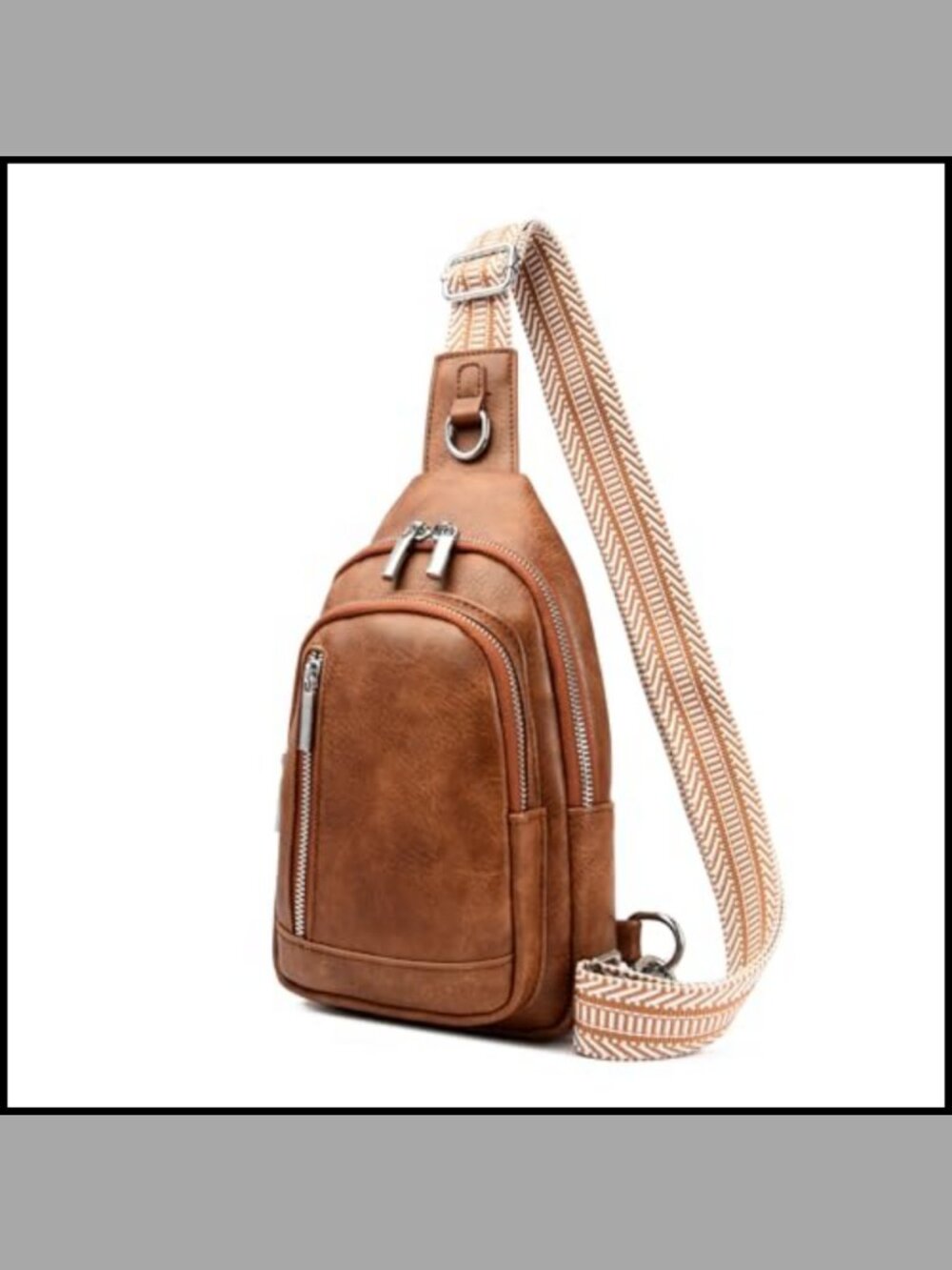 Waterproof Faux Leather Sling Backpack Crossbody Chest Bag Adjustable